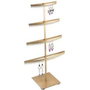 NWOT Rio Grande Royal Crown Gold Metal Four-Tier Earring Display